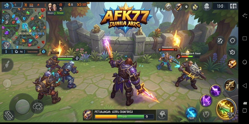 Gameplay seru AFK77 menunjukkan aksi karakter dalam pertarungan.
