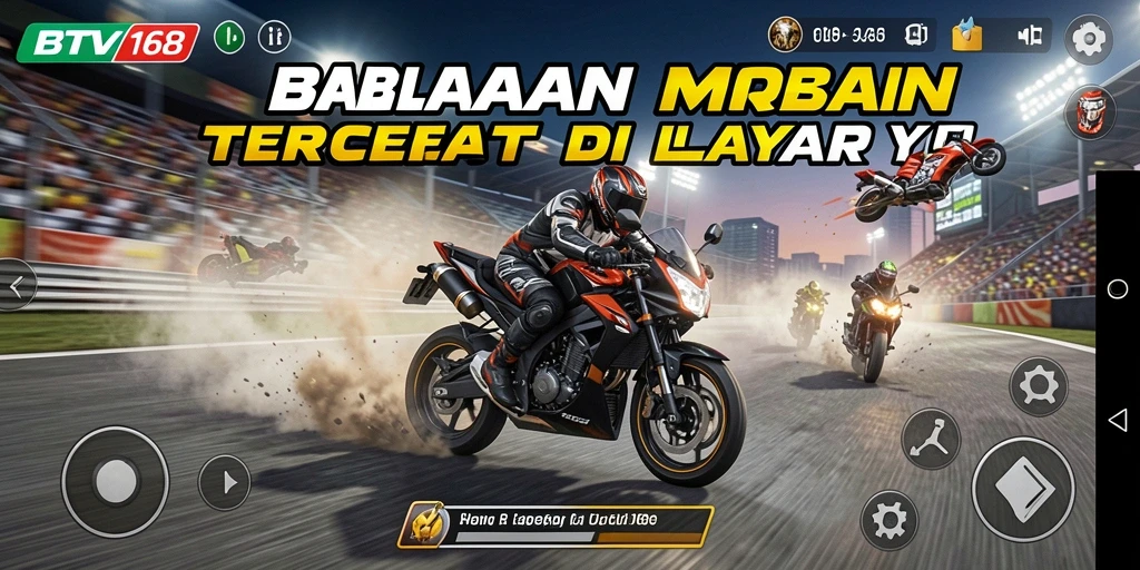 Tampilan gameplay BTV168 dengan balapan motor yang seru dan adrenalin tinggi.