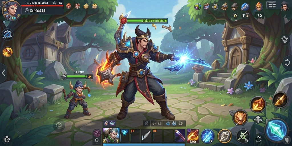 Tampilan berwarna-warni dari aksi gameplay ARPG yang menawan.