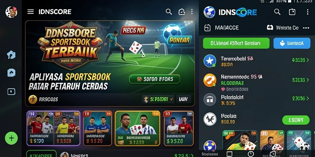 Tampilan gameplay <strong>IDNSCORE</strong> yang menampilkan taruhan olahraga secara interaktif.