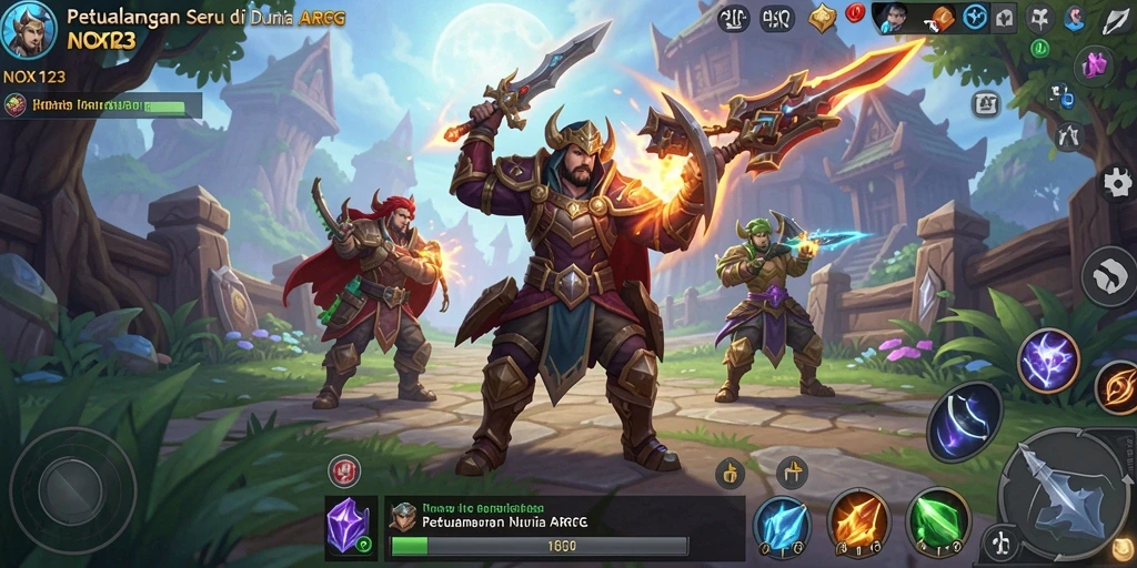 Tampilan seru dari gameplay utama NOX123 yang menghadirkan aksi ARPG.