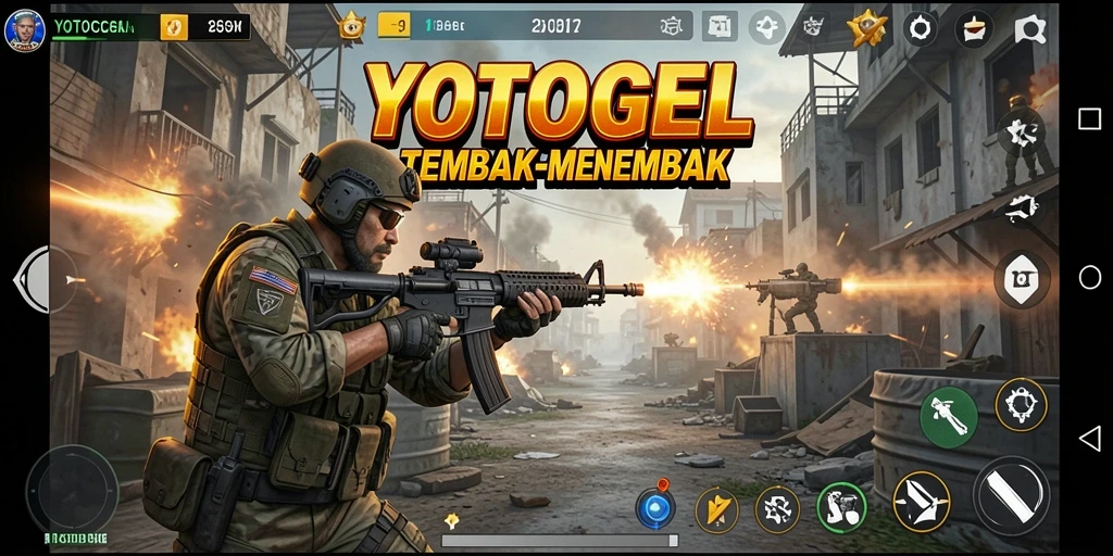 Screenshot gameplay dari YOTOGEL yang menunjukkan aksi tembak-menembak intens.